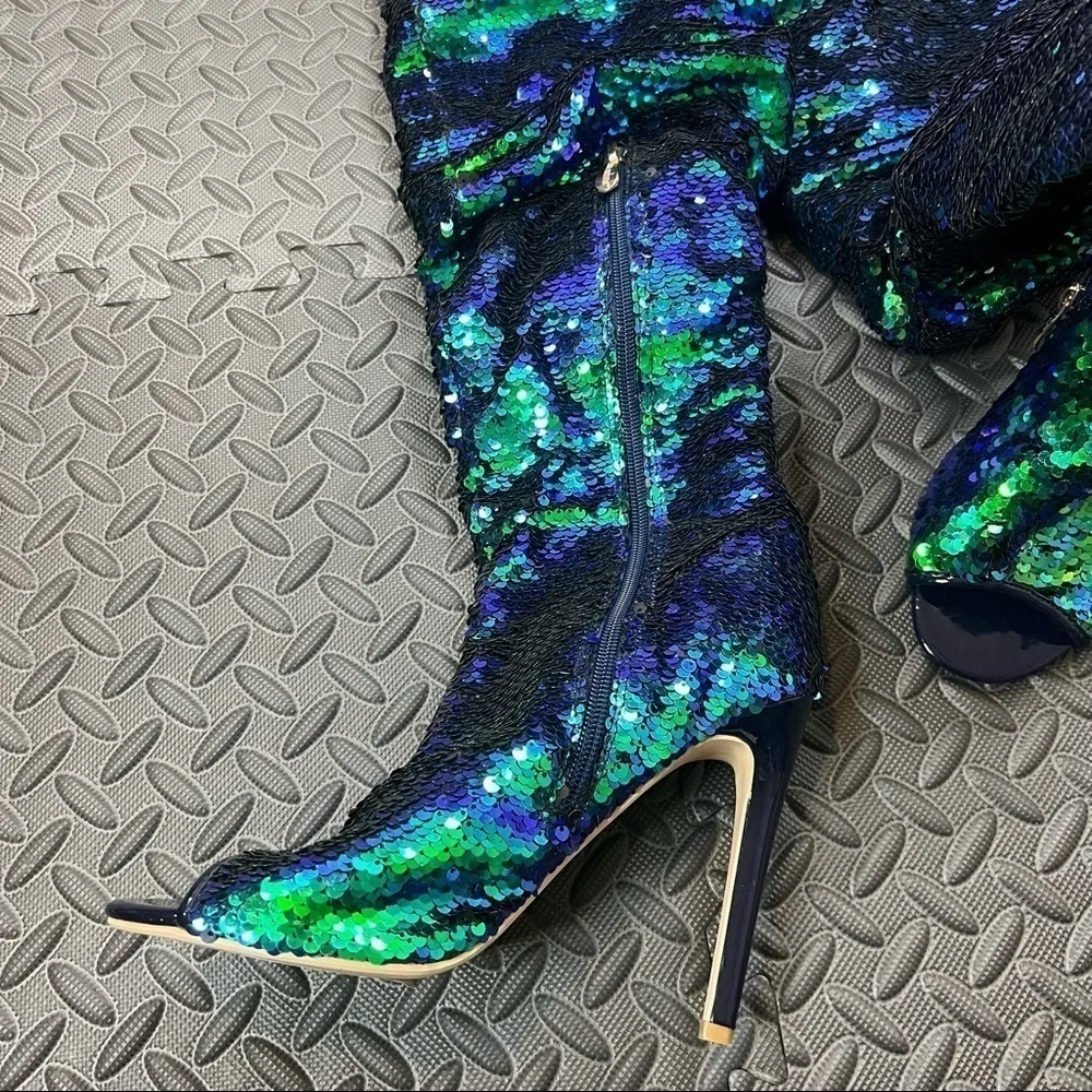 CAPE ROBBIN | Sequin thigh-high boots